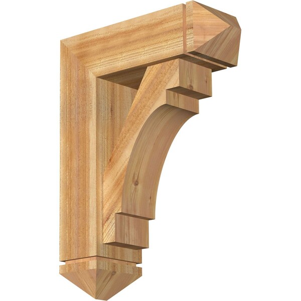 Ekena Millwork Merced Arts and Crafts Rough Sawn Bracket w/ Offset Brace, Western Red Cedar, 8"W x 24"D x 32"H BKT0806X24X32MRC03RWR - main